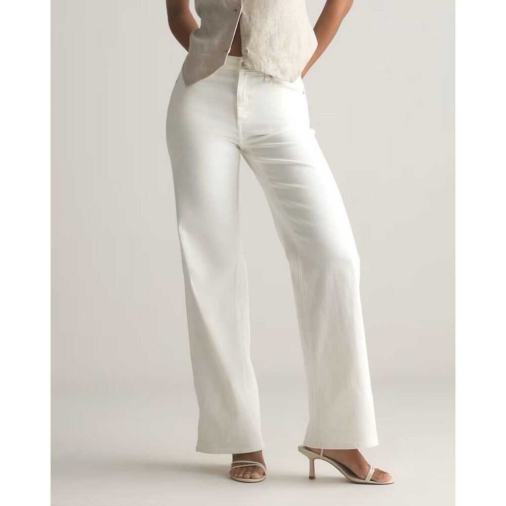 Quince Bella Stretch Relaxed Straight Jeans Ghost White Organic Cotton SZ 24